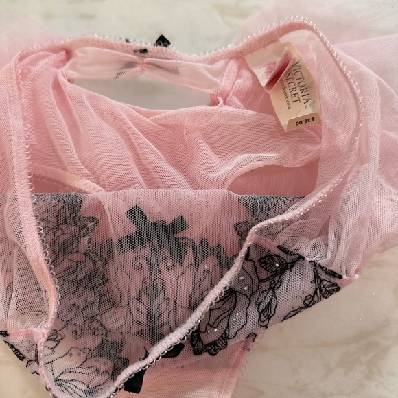 NWT Victoria’s Secret Dream Angels pink and black lace tulle panty - Picture 3 of 6